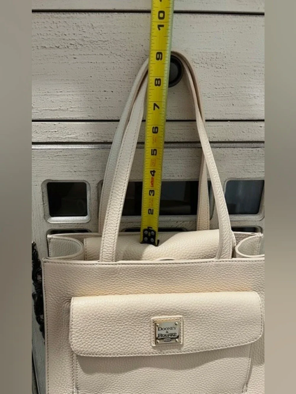 Dooney & Bourke Janine Front Pocket Satchel In Ivory/Cream Pebbled‎ Leather NWT